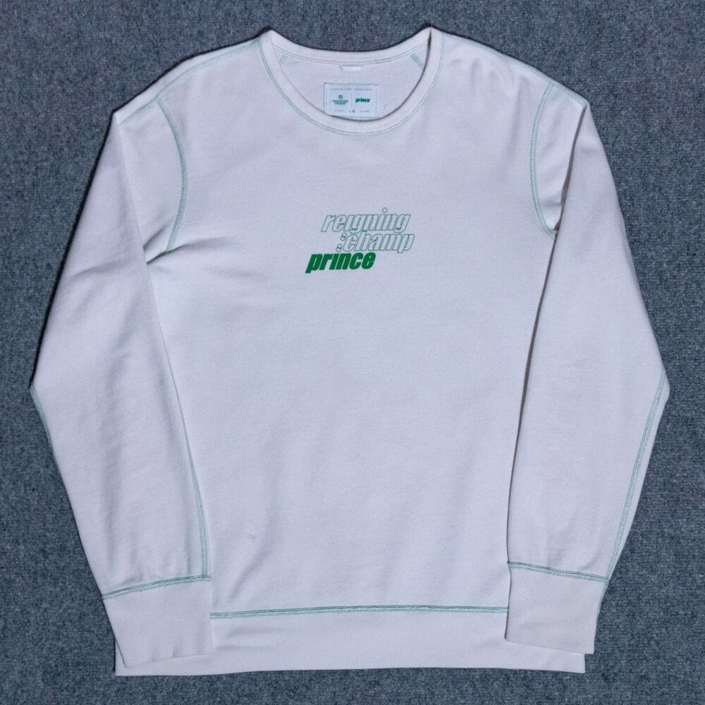 Reigning Champ Prince Terry Lightweight Knit Sweatshirt Mens Large White Tennis